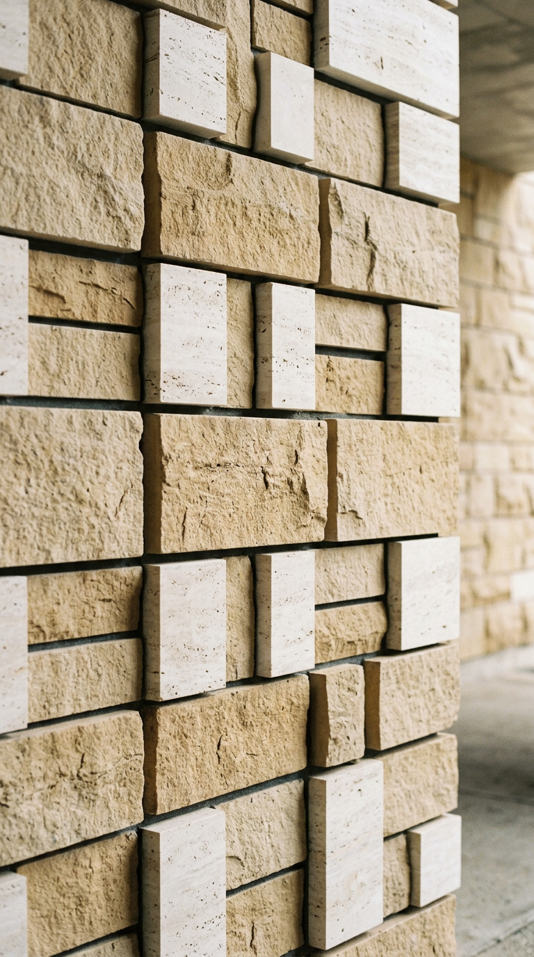 Stacked stone blocks forming a precise geometric structure